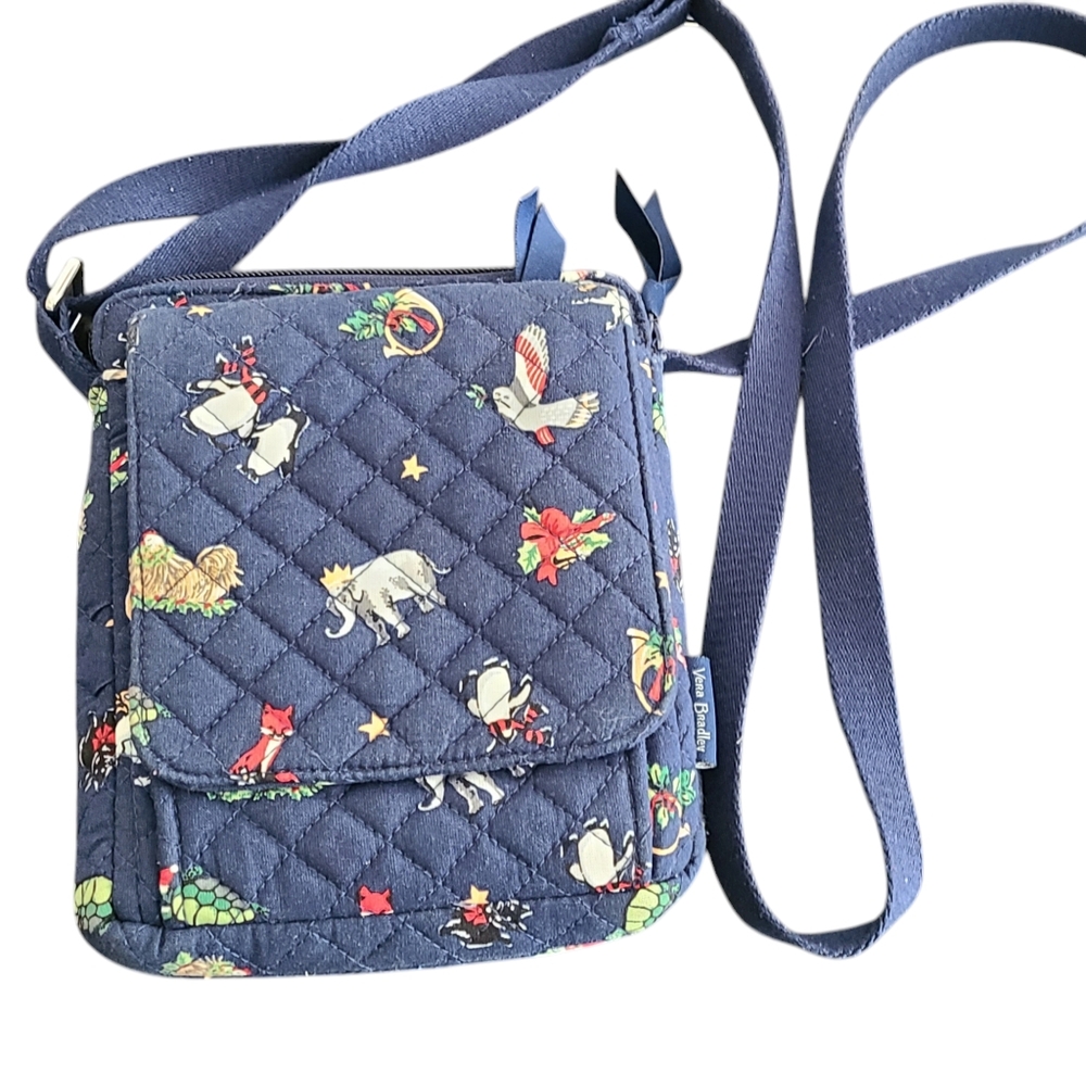 Vera Bradley hipster crossbody quilted holiday Small Blue Purse Simple